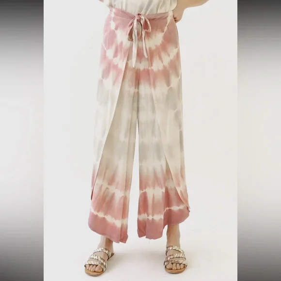 176. NEW Item Tie Dye Cami & Wrap Pants Set Mauve Pink & Stone NEW - Picture 7 of 11
